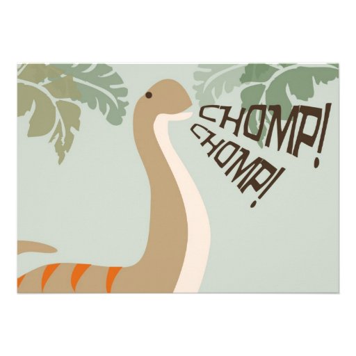 Brontosaurus Dinosaur Third Birthday Invite