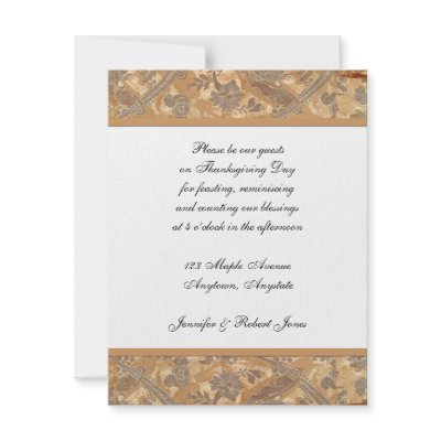 Bronze and Gold Floral border on White Background Announcements by NoteableExpressions