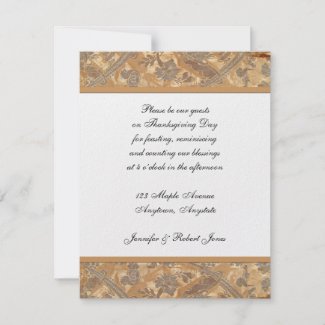 Bronze and Gold Floral border on White Background invitation