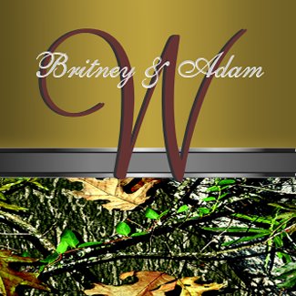Bronze and Mossy Green Camo Wedding Invitations invitation