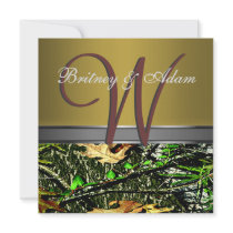 Bronze and Mossy Green Camo Wedding Invitations