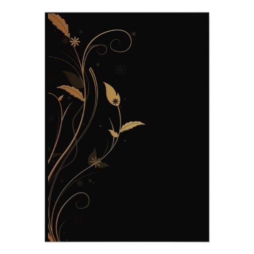 Bronze Art Deco Peacock and Floral Wedding Personalized Invitations