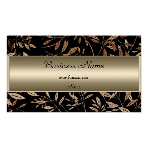 Bronze Black Brown Floral Elegant Business Card (front side)