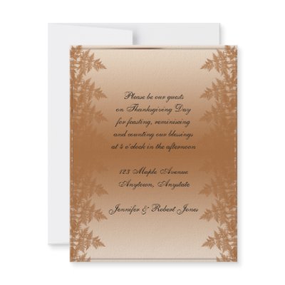 Bronze Ferns on Ecru Variegated Background Personalized Invites by NoteableExpressions