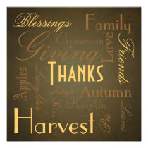 Bronze "Giving Thanks" Thanksgiving  Invitation