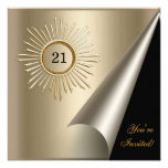 Bronze Gold Black 21st Birthday Event Invitation