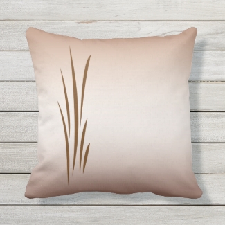 Bronze Grass Grain Abstract Outdoor Pillow