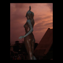 Bronze Lady on the Pink Sky posters