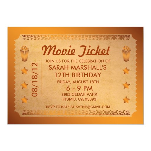 Bronze Movie Ticket Card Zazzle