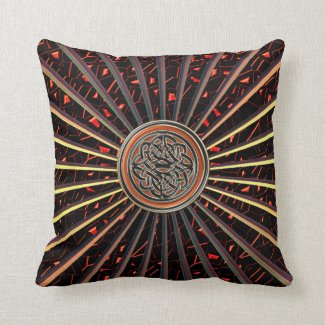 Bronze Orange Metallic Pillow with Celtic Knot