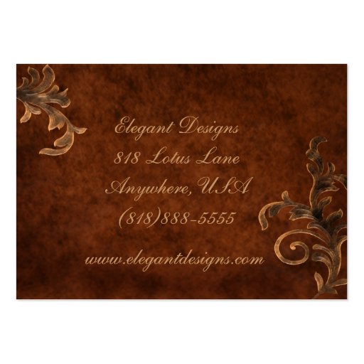 Bronze Scroll Leaf Elegant Business Card (front side)