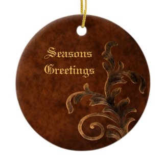 Bronze Scroll Leaf Holiday Christmas Ornament ornament