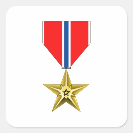 BRONZE STAR MEDAL SQUARE STICKER Zazzle