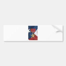 Bronze Star on American flag Bumper Stickers