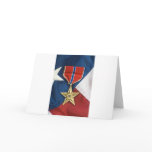 Bronze Star on American flag Greeting Cards
