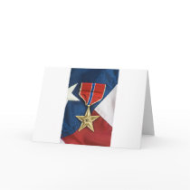 Bronze Star on American flag Greeting Cards