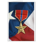Bronze Star on American flag Greeting Cards