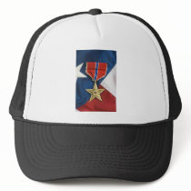 Bronze Star on American flag Mesh Hat