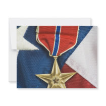Bronze Star on American flag Custom Invitation