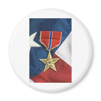 Bronze Star on American flag Refrigerator Magnet