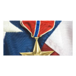 Bronze Star on American flag Picture Card