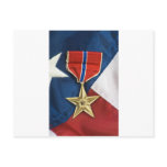 Bronze Star on American flag Postcards