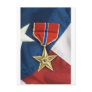 Bronze Star on American flag Postcard