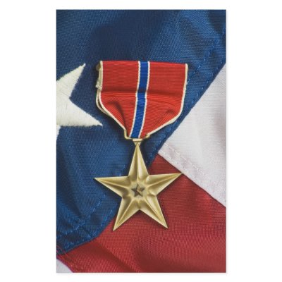 Bronze Star on American flag Personalized Stationery by adament