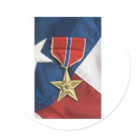 Bronze Star on American flag Stickers