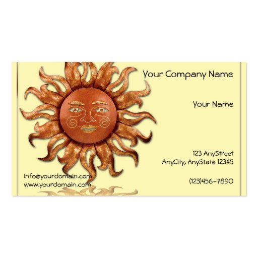 Bronze Sun on Cream Background Business Card Templates (front side)