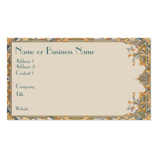 Bronzed Victorian Flourish Business Card (front side)