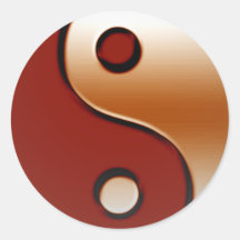 Bronzed Yin Yang Round Sticker