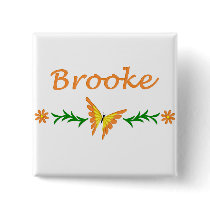 Brooke (Orange Butterfly) Pinback Buttons