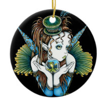 brooke, keoni, fish, pet, fairy, couture, top, hat, crystal, ball, faery, faerie, fae, fairies, faeries, fantasy, art, myka, jelina, mika, big, eyes, low, brow, Ornament with custom graphic design