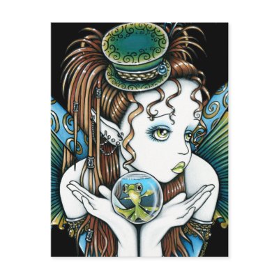 "Brooke" Pet Fish Couture Fairy Art Postcards by mykajelina
