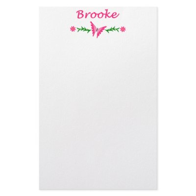 Brooke (Pink Butterfly) Stationery by nothingbutnames