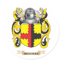 Brookes Coat of Arms (Family Crest) Round Stickers