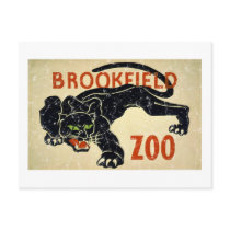 Brookfield Zoo-Panther-distressed Post Card