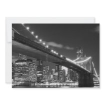 Brooklyn Bridge and Manhattan Skyline At Night Personalized Invite