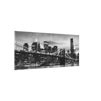 Brooklyn Bridge and Manhattan Skyline at Night NYC Gallery Wrapped Canvas