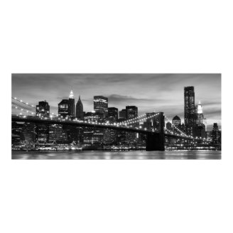 Brooklyn Bridge and Manhattan Skyline at Night NYC Posters