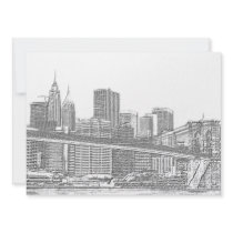 Brooklyn Bridge and Manhattan Skyline Custom Invitations