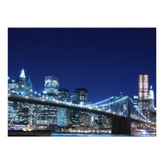 Brooklyn Bridge and Manhattan Skyline Personalized Invitations