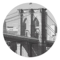 Brooklyn Bridge and Manhattan Skyline Round Sticker