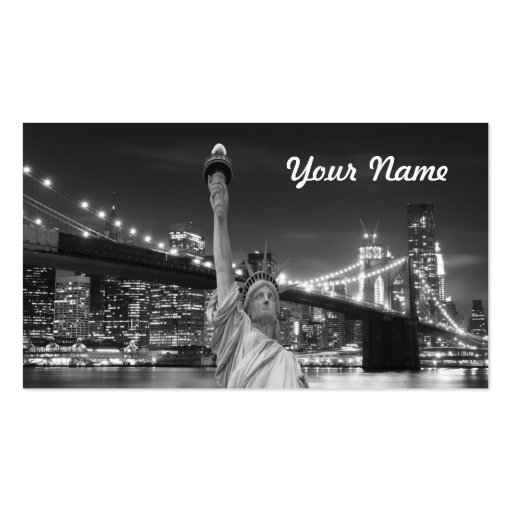 Brooklyn Bridge and The Statue of Liberty at Nigh Business Card Templates (back side)