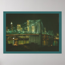 Brooklyn Bridge and World Trade Center in Backgrou Poster