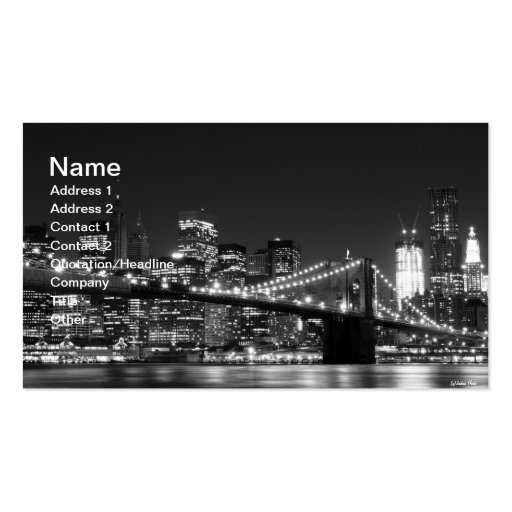 Brooklyn Bridge At Night, New York City Business Card Templates (front side)