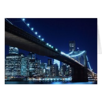 Brooklyn Bridge at Night, New York City Greeting Cards