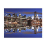 Brooklyn Bridge At Night, New York City Postcard