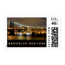 Brooklyn Bridge at Night postage by perfectpostage Brooklyn Bridge at Night postage
